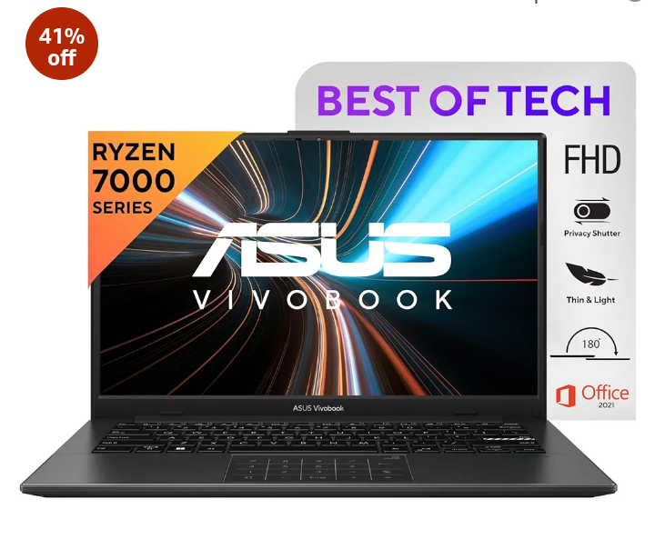 ASUS Vivobook Go 14, AMD Ryzen 3 7320U, 8GB RAM, 512GB SSD, FHD, 14"/35.56cm, Windows 11, Office 2021, Black, 1.38KG, E1404FA-NK325WS, 42WHr, Thin and Light Laptop